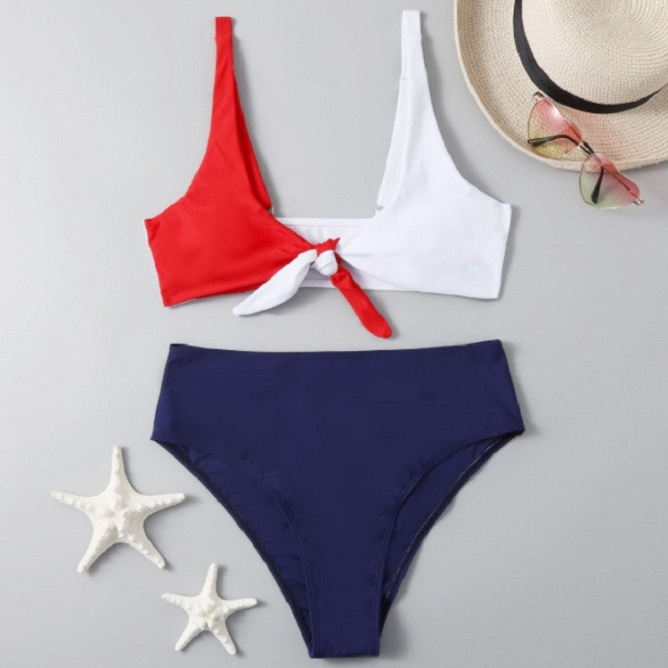 Damen Bikini-Set mit modischem Knotendesign und hochgeschnittenem Slip Drune