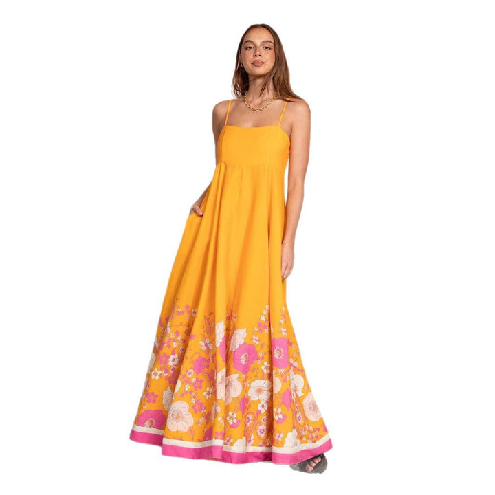 Damen Maxikleid mit floralem Design und eleganten Spaghettiträgern Drune
