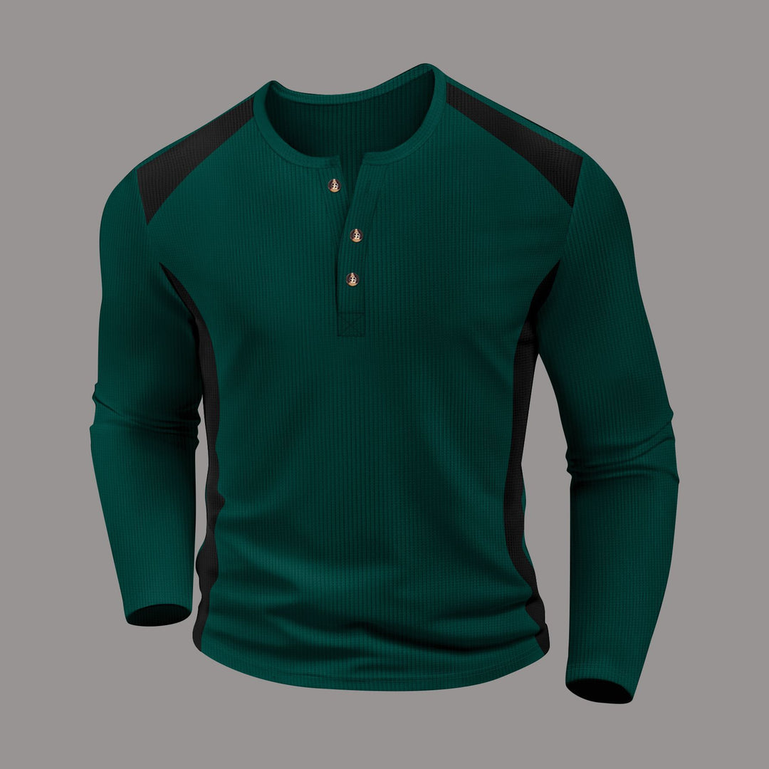Herren Langarmhemd mit charismatischem Henley-Ausschnitt von Drune