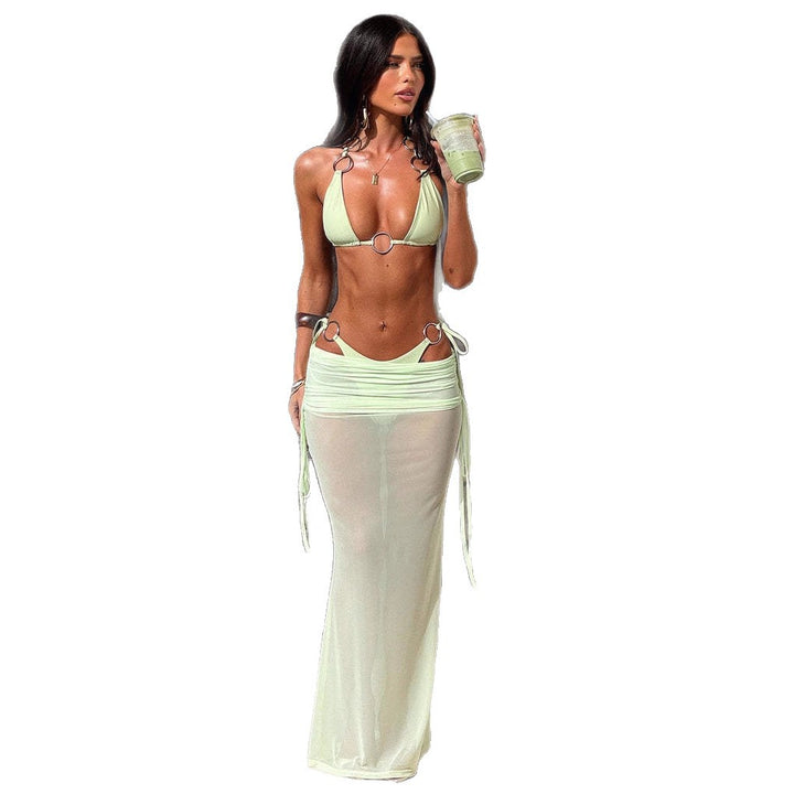 Damen Bikini-Set mit transparentem Cover-Up und raffinierten Details Drune