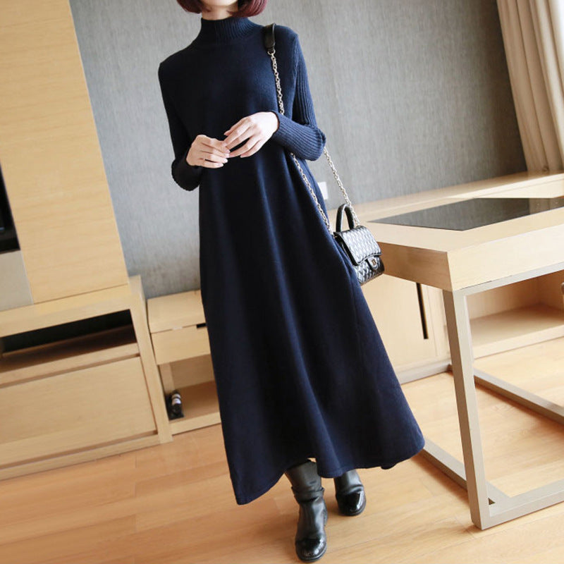Damen Strickkleid mit elegantem Rollkragen und angesagtem A-Linien-Schnitt Drune