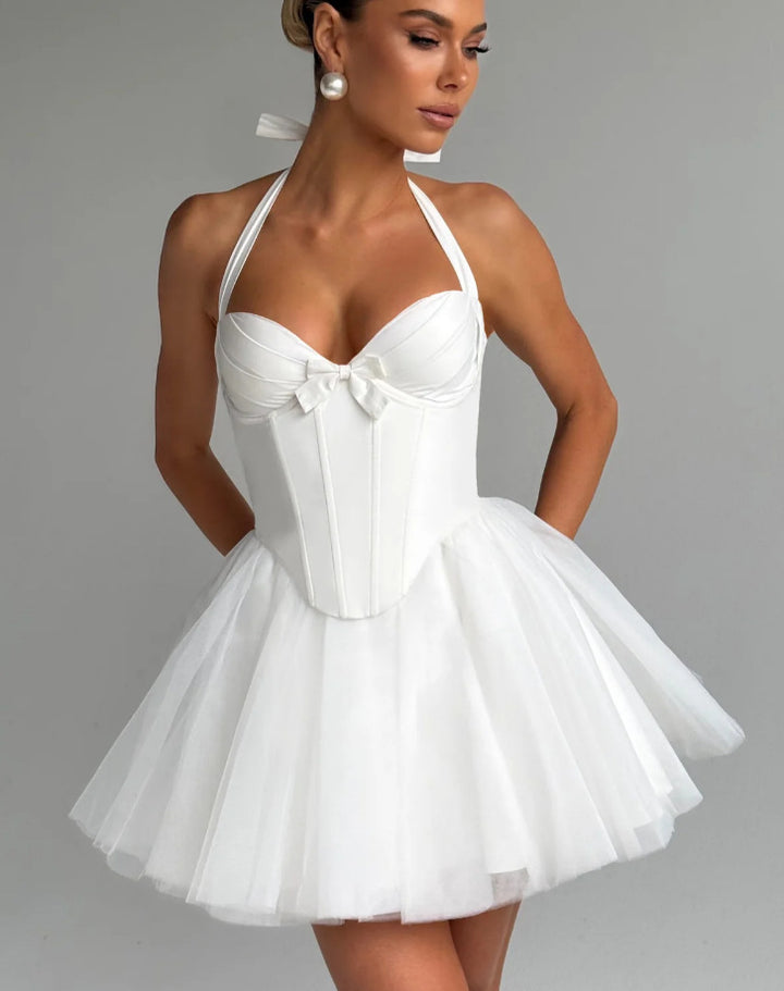 Damen Cocktailkleid mit korbartigem Oberteil und schwingendem Tüllrock Drune
