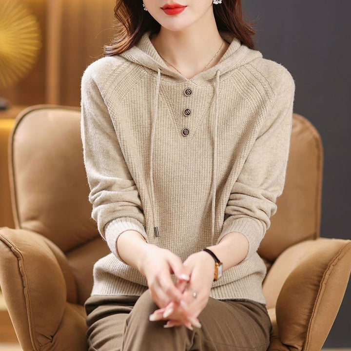 Damen Hoodie mit Knopfdetails und lässigem Schnitt Drune