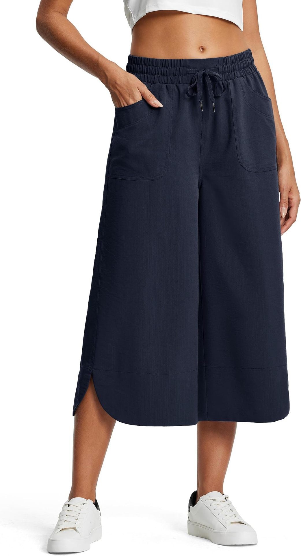 Damen lässige Culotte mit elastischem Bund und praktischen Seitentaschen Drune