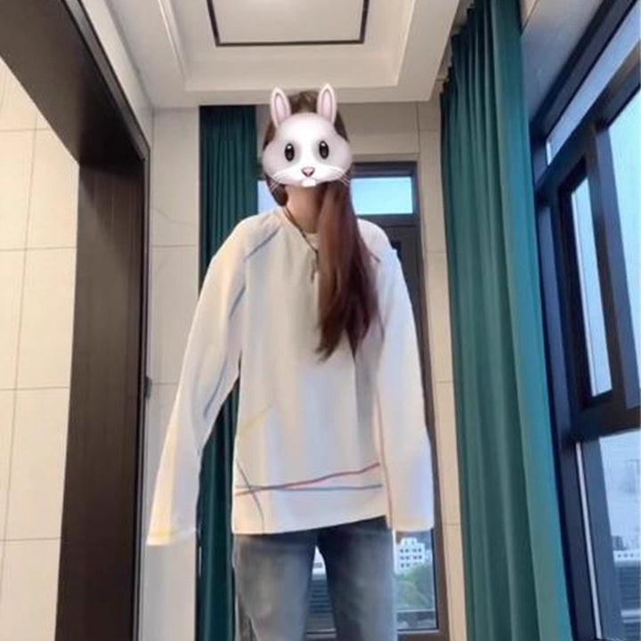 Damen lässiges Langarmshirt mit buntem Akzent Drune