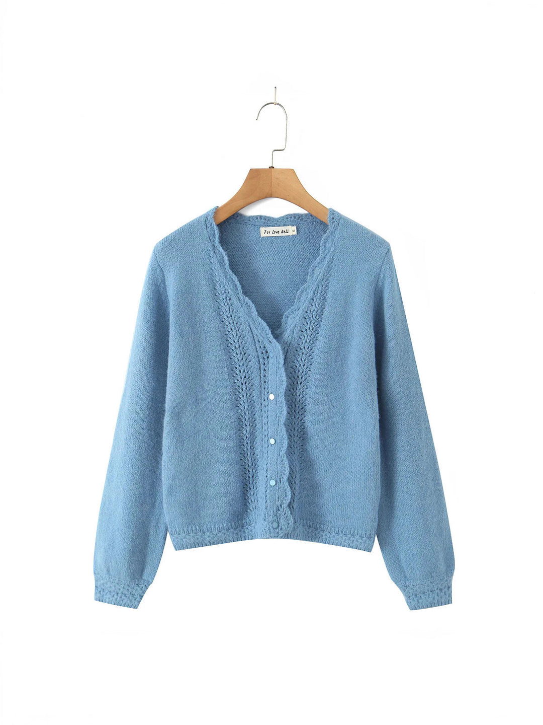 Damen elegante Strickjacke mit tiefem V-Ausschnitt und zarten Knöpfen Drune