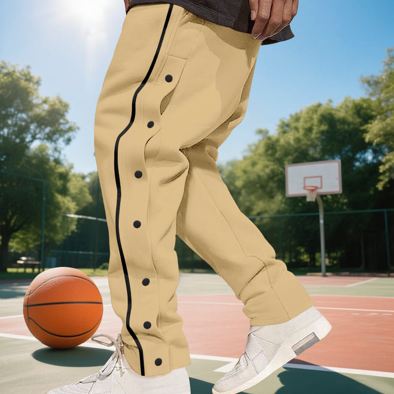 Herren Sportliche Jogginghose mit seitlichen Druckknöpfen und elastischem Bund Drune