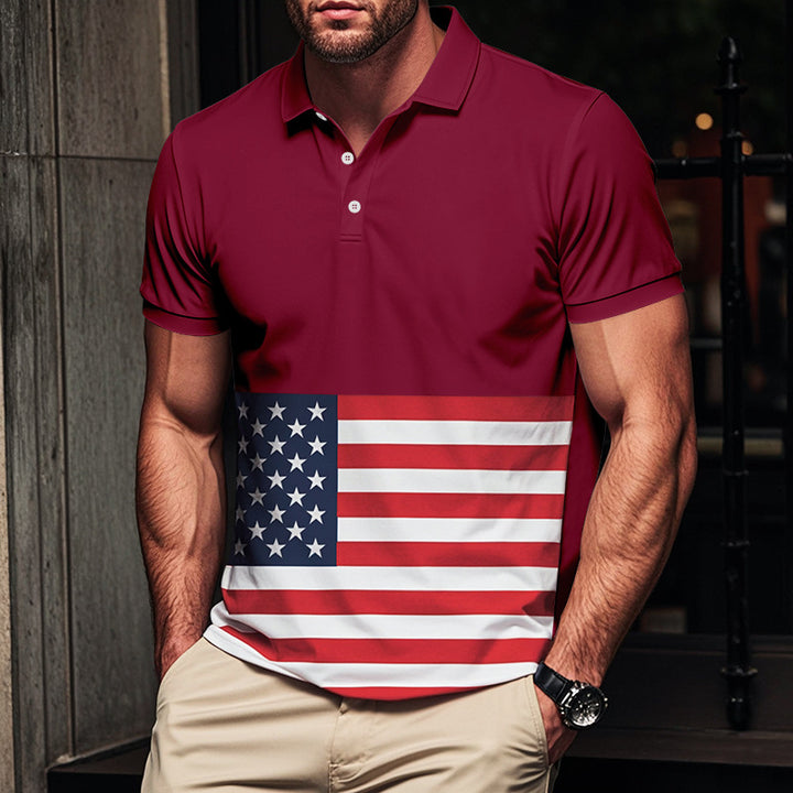 Herren Poloshirt mit Flaggenmuster Drune