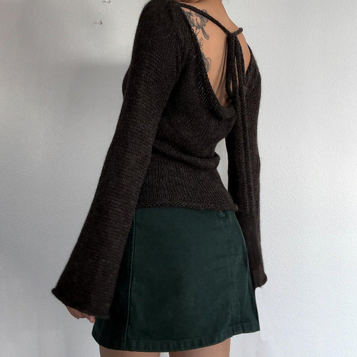 Drune | Knitted sweater with bell sleeves and lace