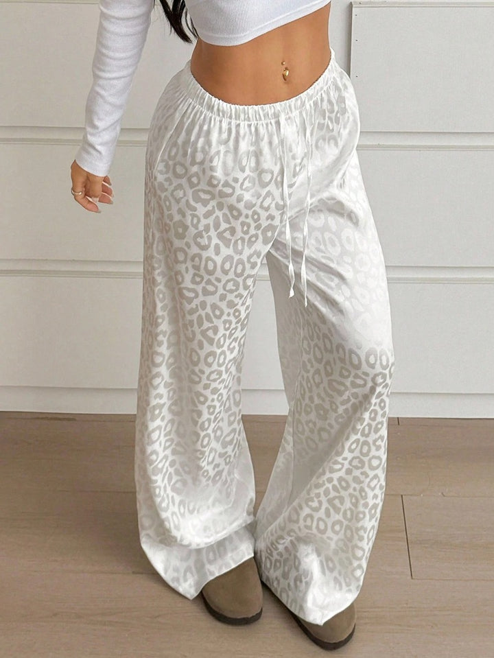 Damen Elegante Weite Leoprint-Hose Drune