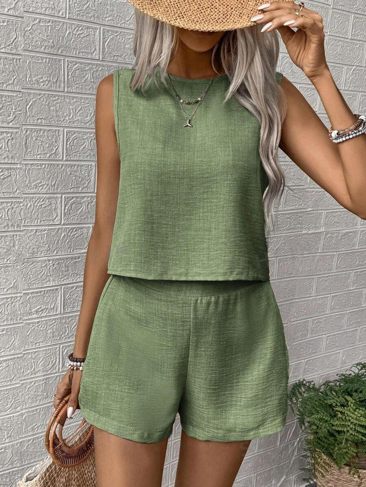 Damen lässiges Set mit cropped Oberteil und Shorts Drune