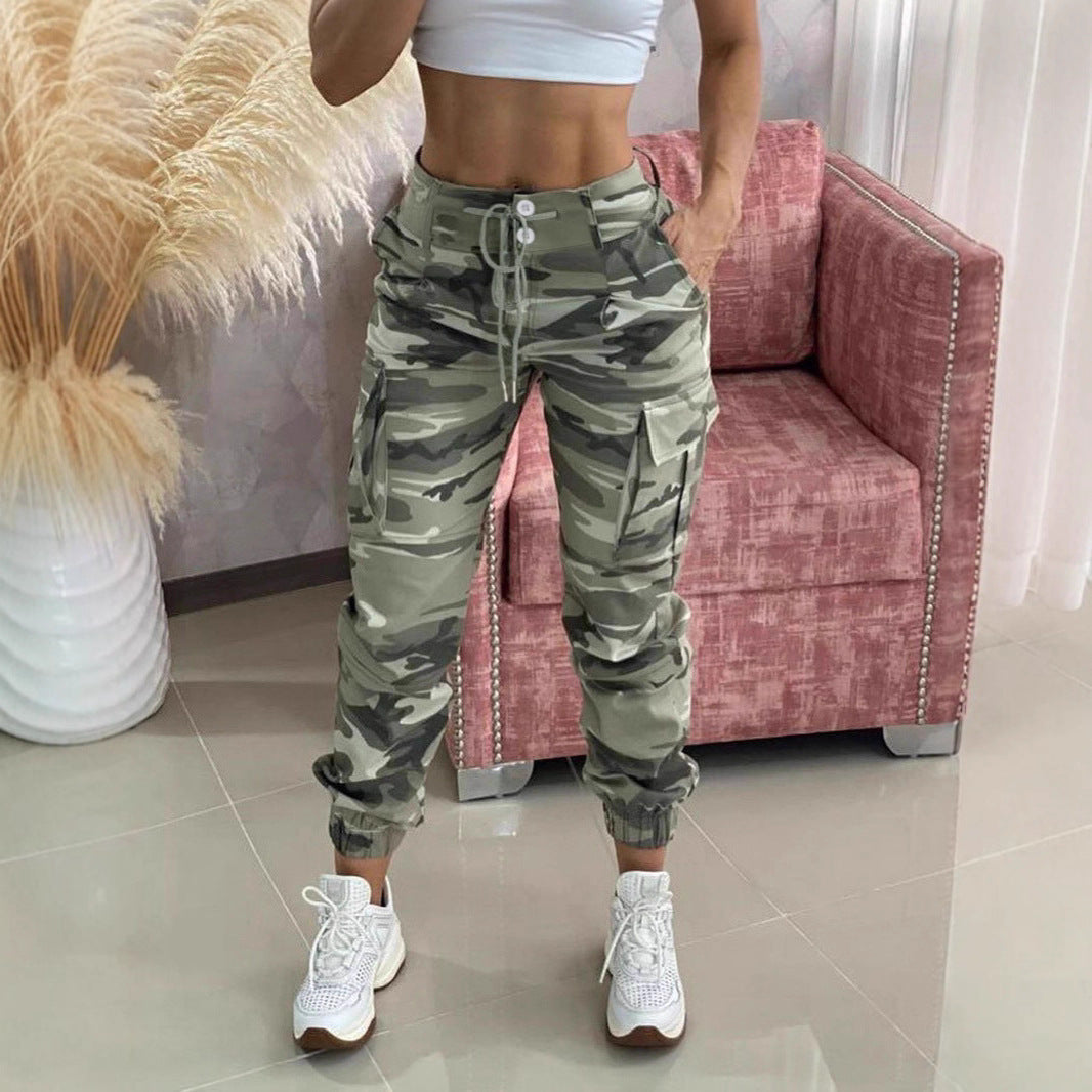 Damen Freizeithose mit Cargo-Taschen und elastischem Bund Drune