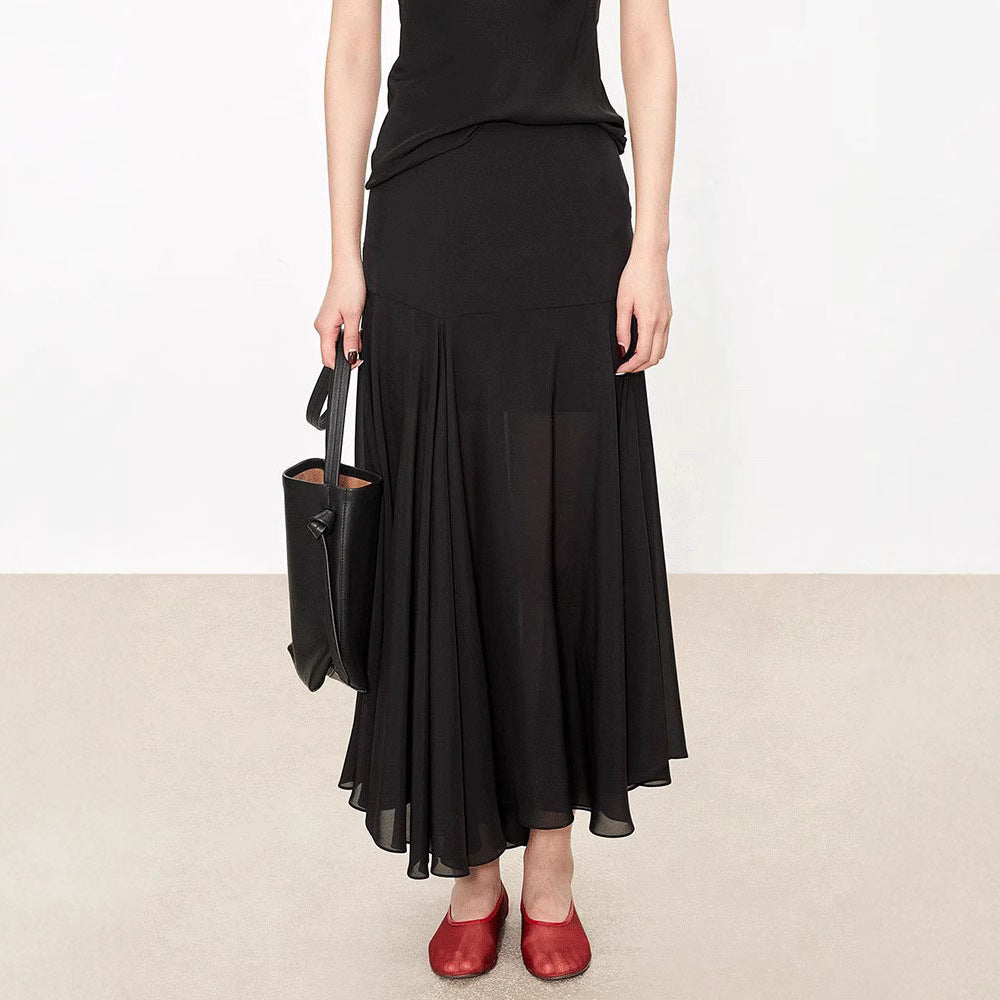 Damen eleganter Maxirock mit asymmetrischem Schnitt Drune