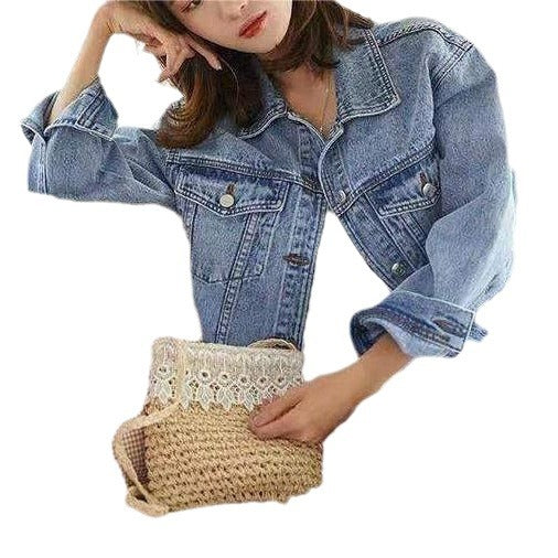 Damen Denimjacke mit aufwendig gesticktem Schriftzug Drune