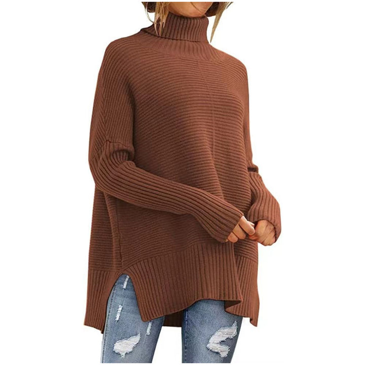 Damen Großer Rollkragenpullover mit feiner Rippstruktur und asymmetrischem Schnitt Drune