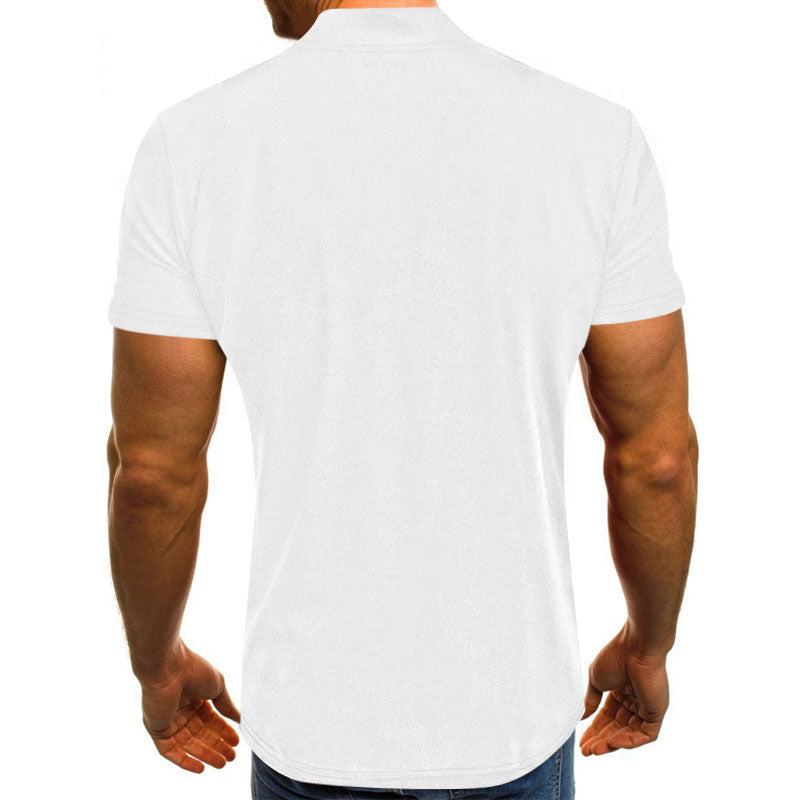 Herren Kurzarm Zip-T-Shirt mit praktischer Brusttasche Drune