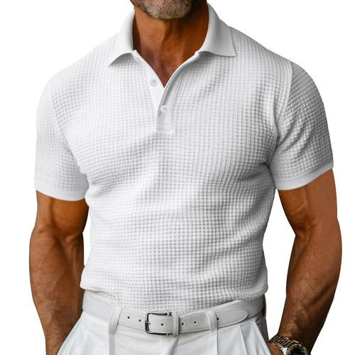 Herren nan strukturiertes Poloshirt mit Waffelpiqué und tailliertem Schnitt Drune