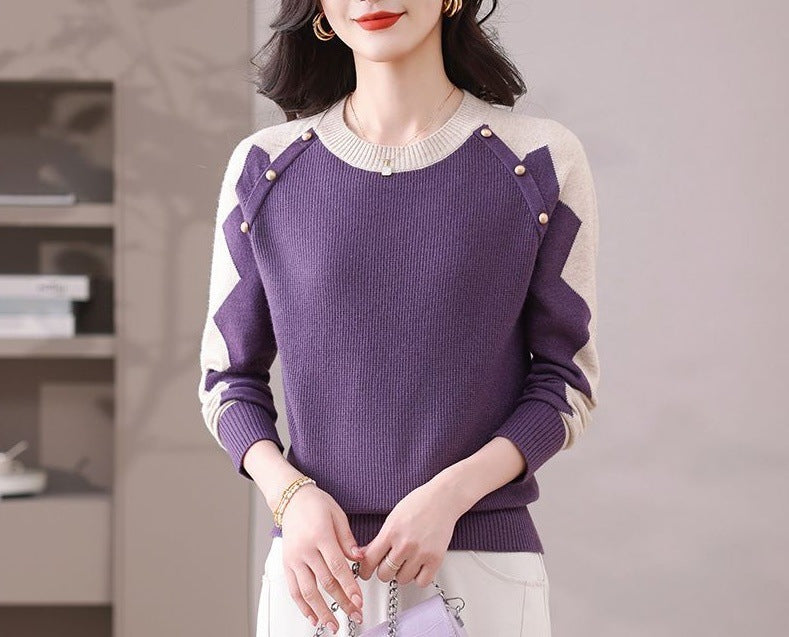 Damen lässiger Pullover mit auffälligen Applikationen Drune