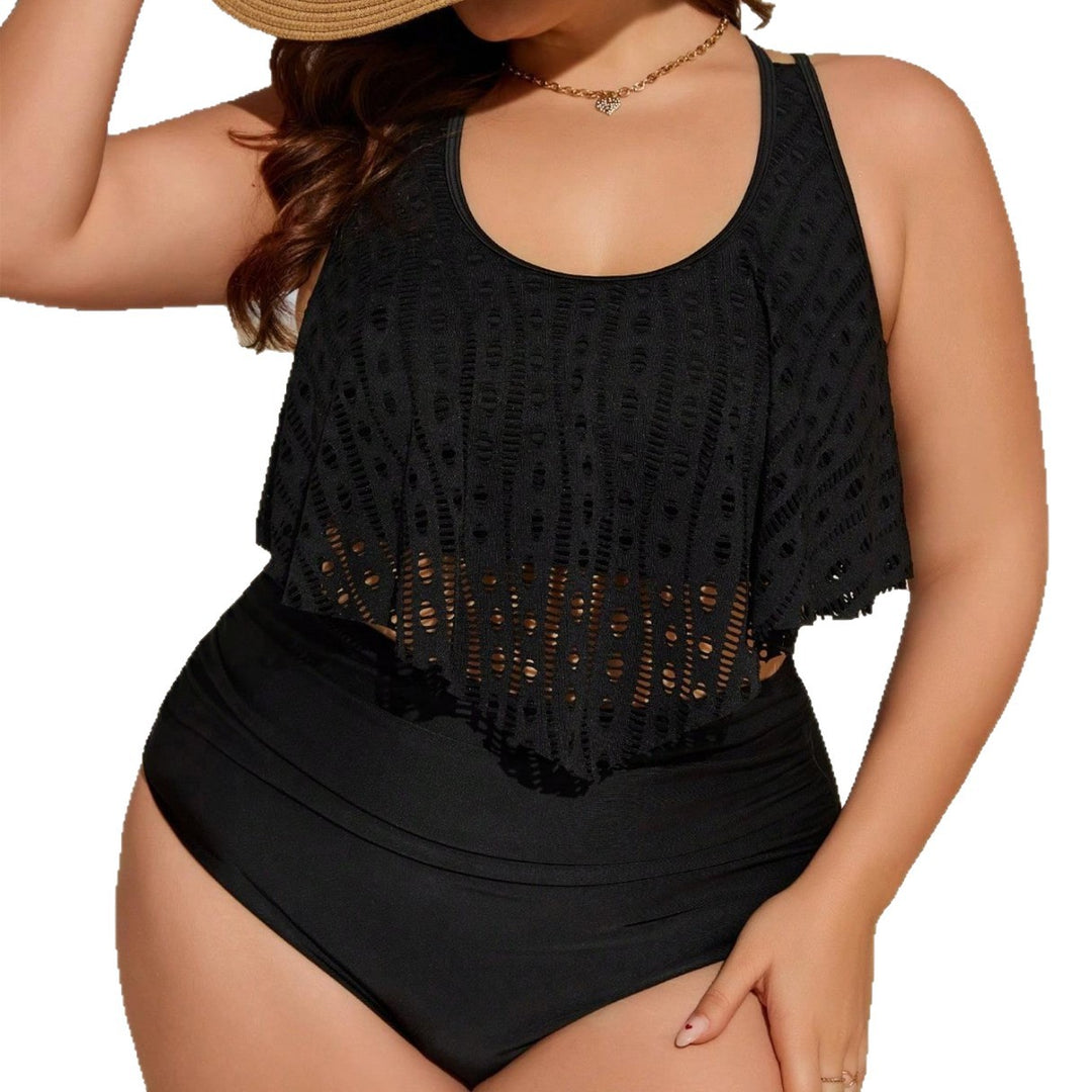 Damen Sportliches Badeanzug-Set mit luftiger Oberteile Drune