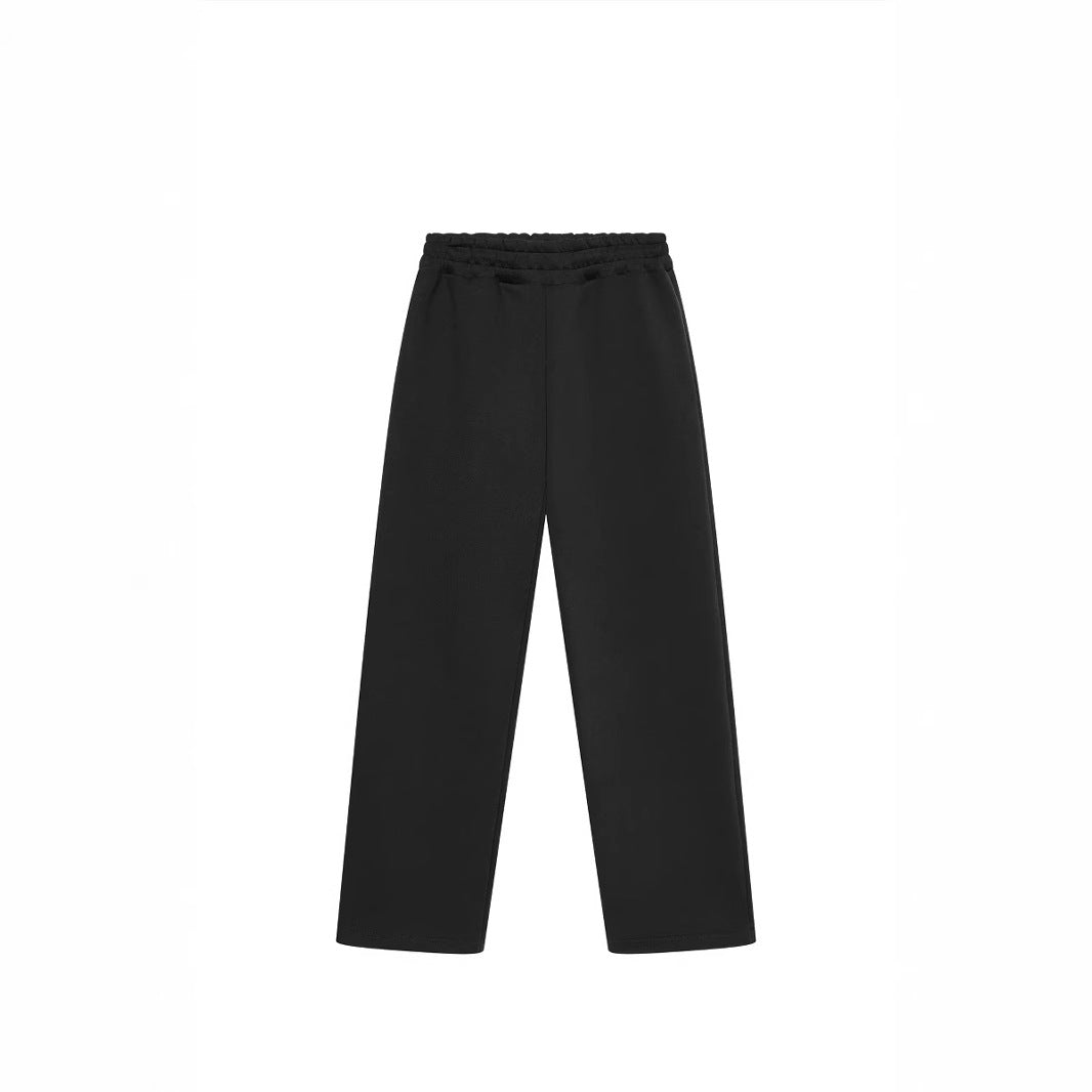Damen nan weite High‑Waist Loungehose mit hohem Komfortbund, verdeckten Seitentaschen und geradem Bein Drune