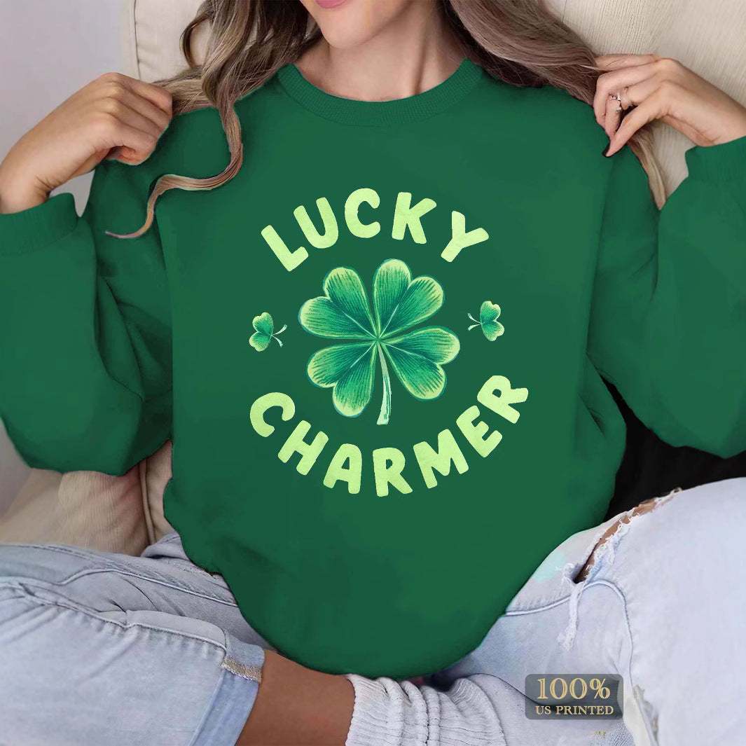 Damen Sweatshirt mit trendigem Klee-Design und inspirierendem Schriftzug Drune