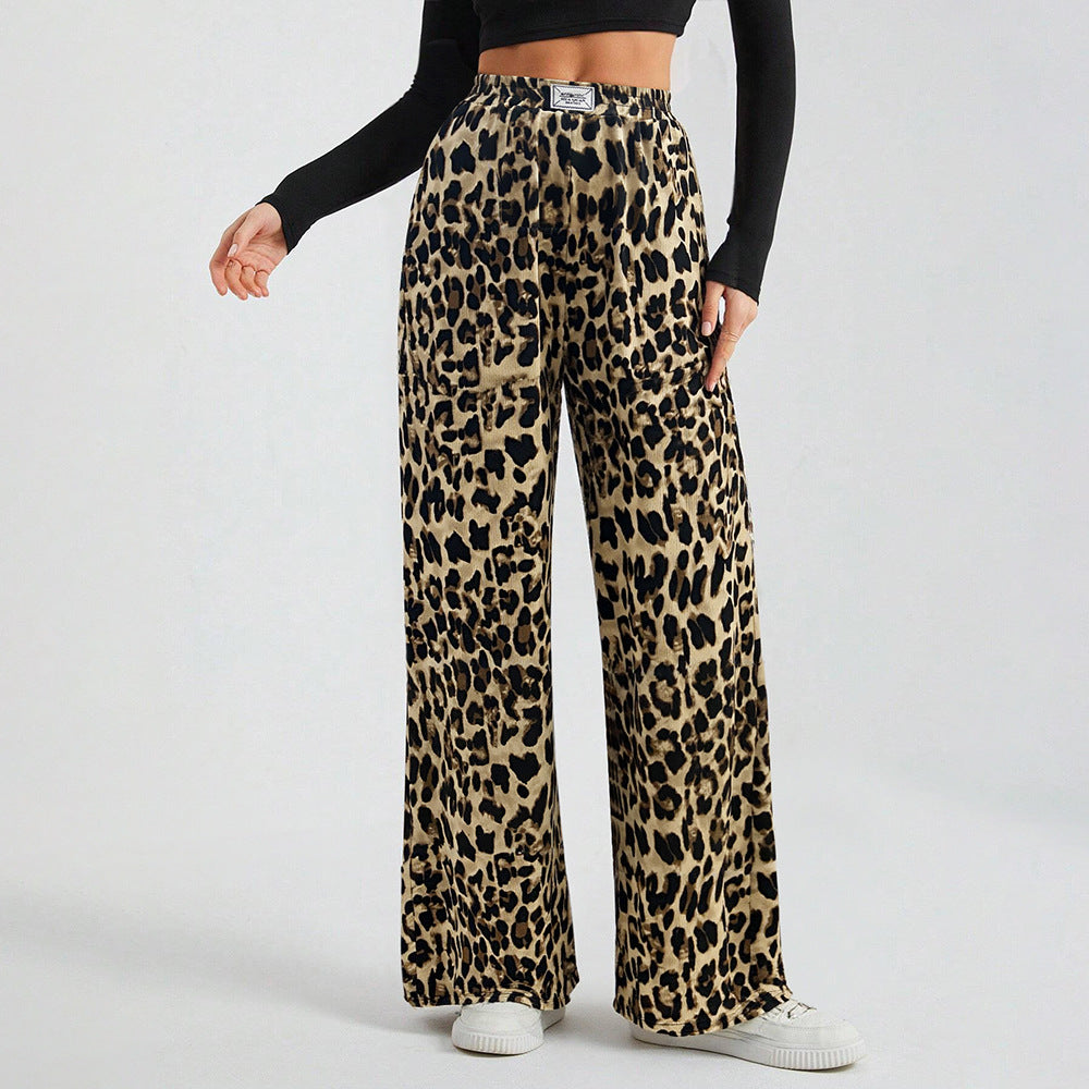 Damen Weite Palazzo-Hose mit tierischem Print und komfortablem Elastikbund Drune