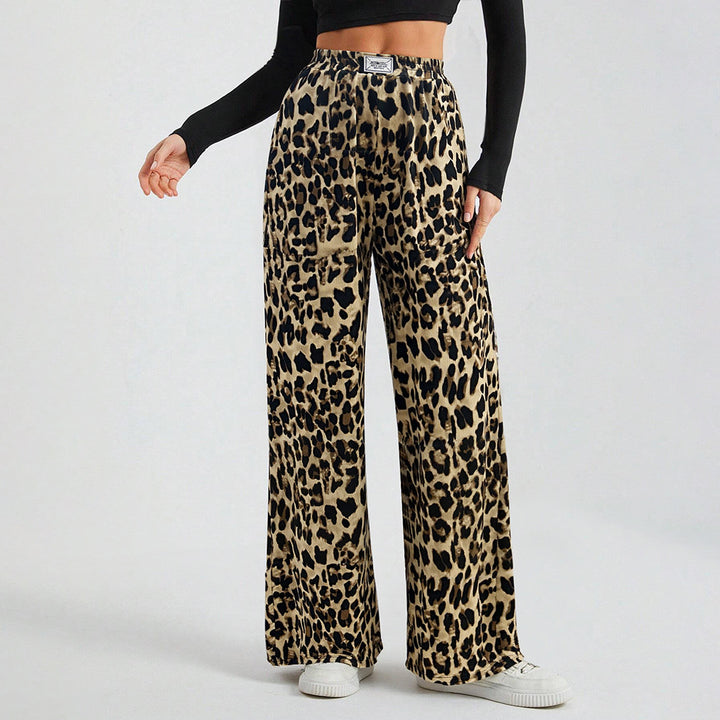 Damen Weite Palazzo-Hose mit tierischem Print und komfortablem Elastikbund Drune