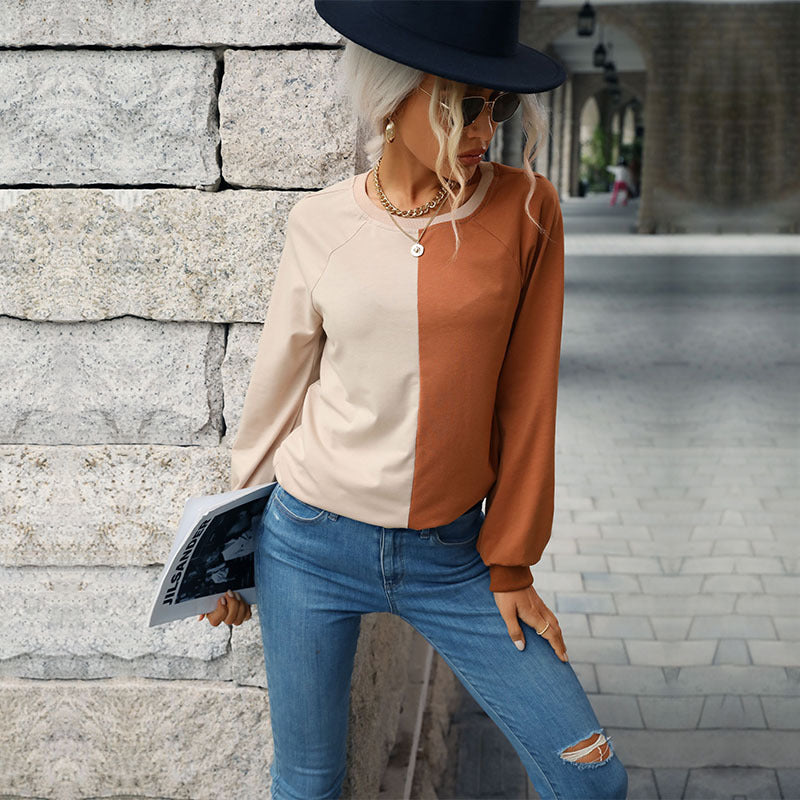 Damen modischer Sweatpullover mit trendigem Farbblock-Design Drune