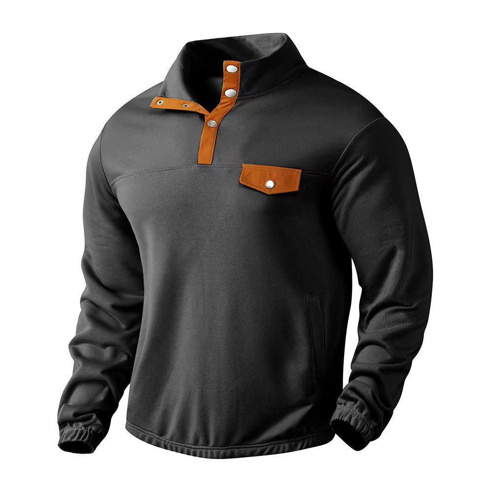 Herren Modischer Pullover mit halbem Reißverschluss und praktischer Brusttasche Drune