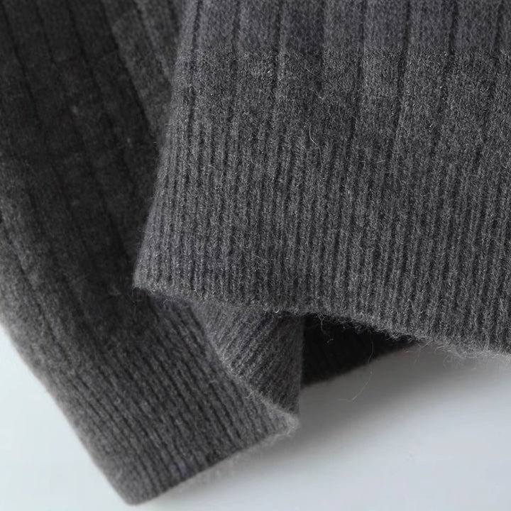 Damen Strickhoodiekleid mit Kapuze und Rippenmuster Drune