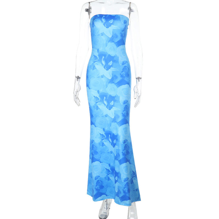 Damen Elegantes Bandeau-Maxi-Kleid mit floralem Design Drune