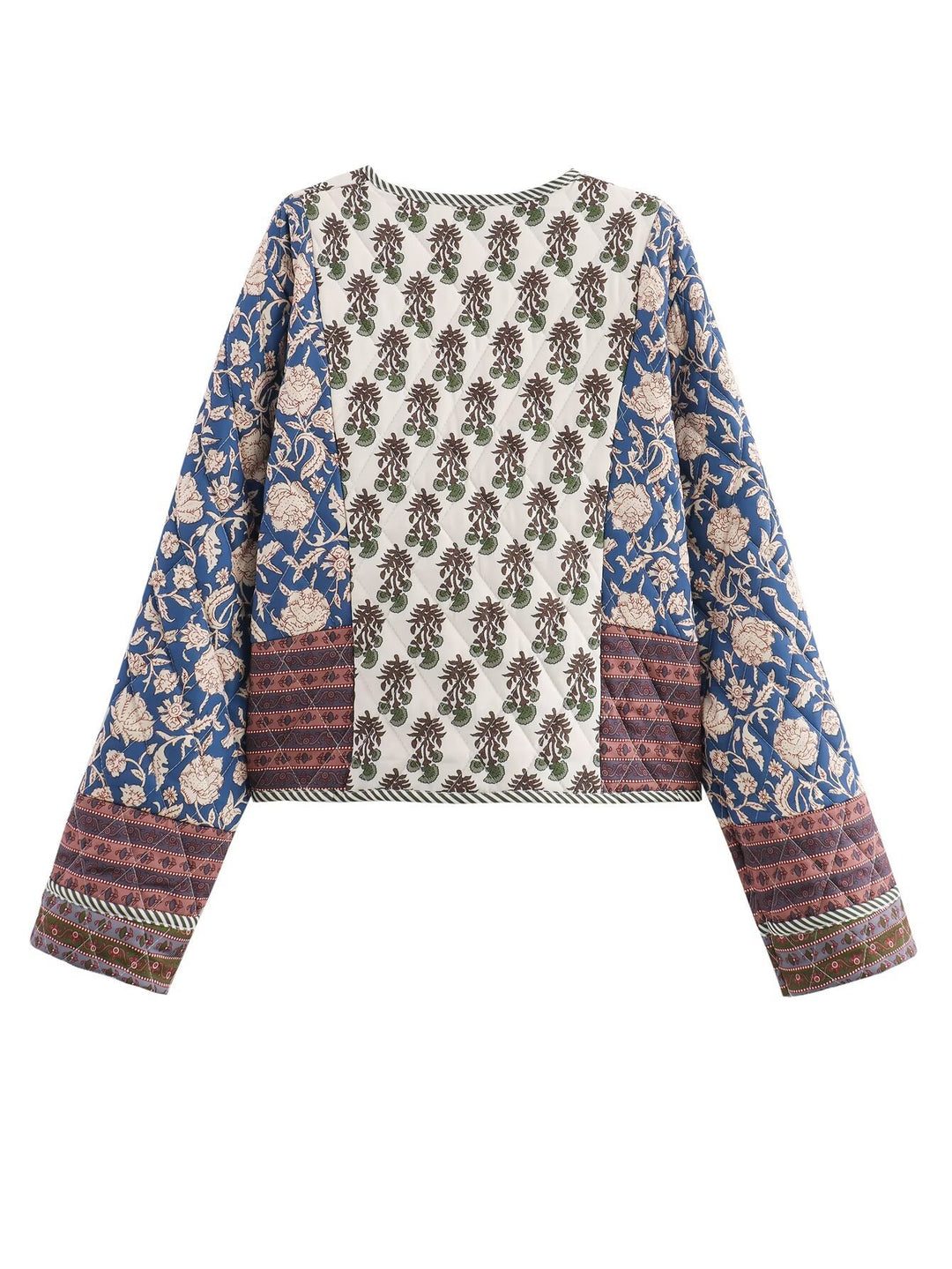 Damen Patchwork-Jacke mit floralen Mustern und weitem Schnitt Drune