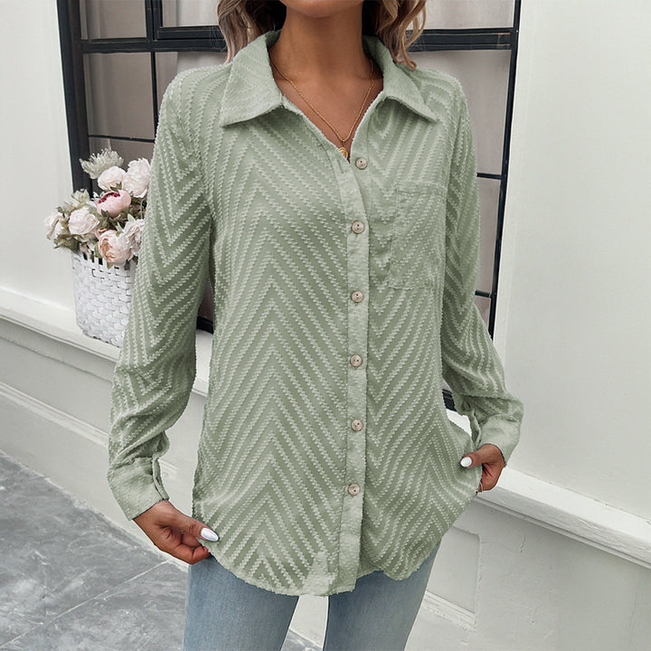 Damen Elegante Bluse mit transparenten Ärmeln und Knopfverschlüssen Drune