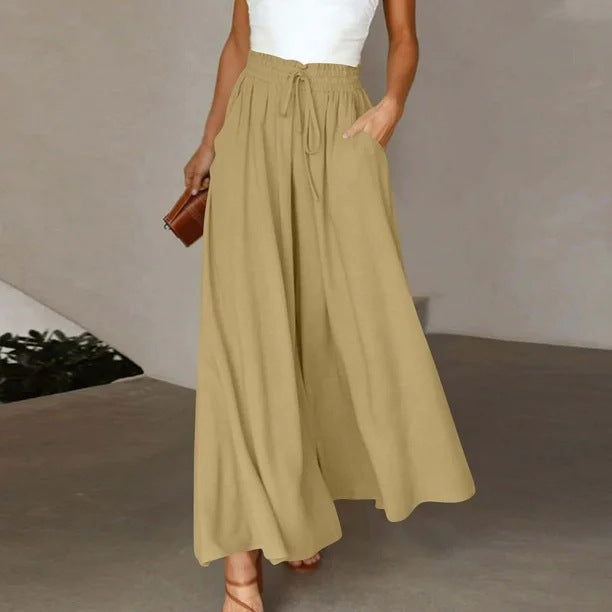 Damen Weite Palazzo-Hose mit elastischem Bund und praktischen Seitentaschen Drune