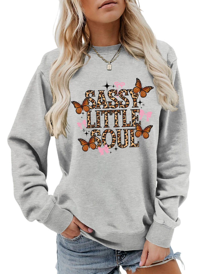 Damen Sweatshirt mit kunstvollem Schmetterlingsdesign Drune