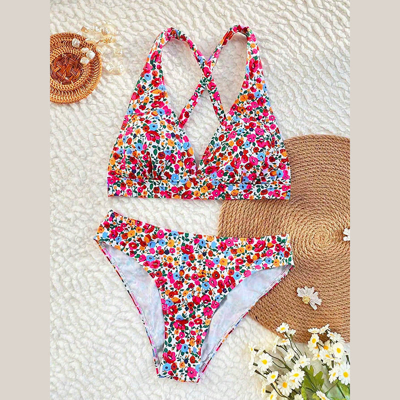 Damen Hochtailliertes Bikiniset mit floralem Muster Drune