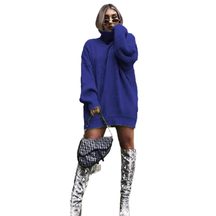 Damen Grobstrickpullover mit hochgeschlossenem Kragen und lässigem Oversized-Schnitt Drune