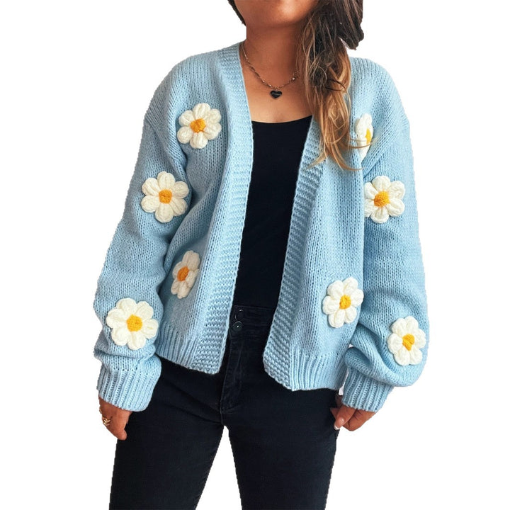 Damen Strickjacke mit floralem Design und lässiger Passform Drune