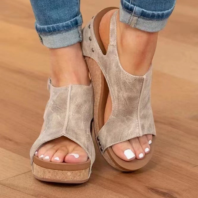 Damen Bequeme Keilabsatz-Sandalen mit anatomischem Fußbett Drune