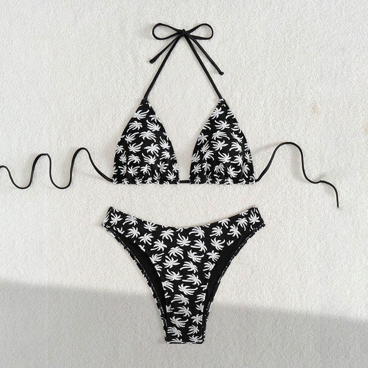 Damen Triangel-Bikini mit kreativem Blattmuster Drune