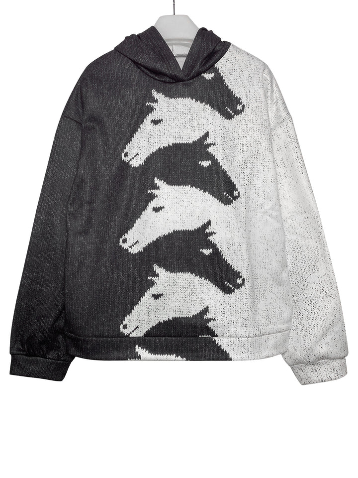 Damen Gemütlicher Hoodie mit Pferdemotiv Drune