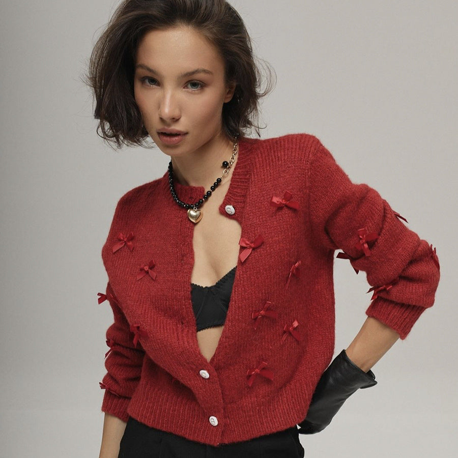 Damen Kuscheliger Strickcardigan mit Schleifendetails Drune