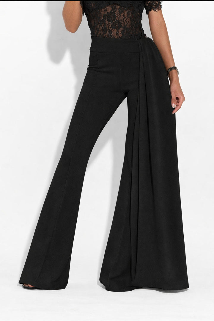 Damen Elegante Flared-Hose mit seitlichem Drapierungseffekt Drune