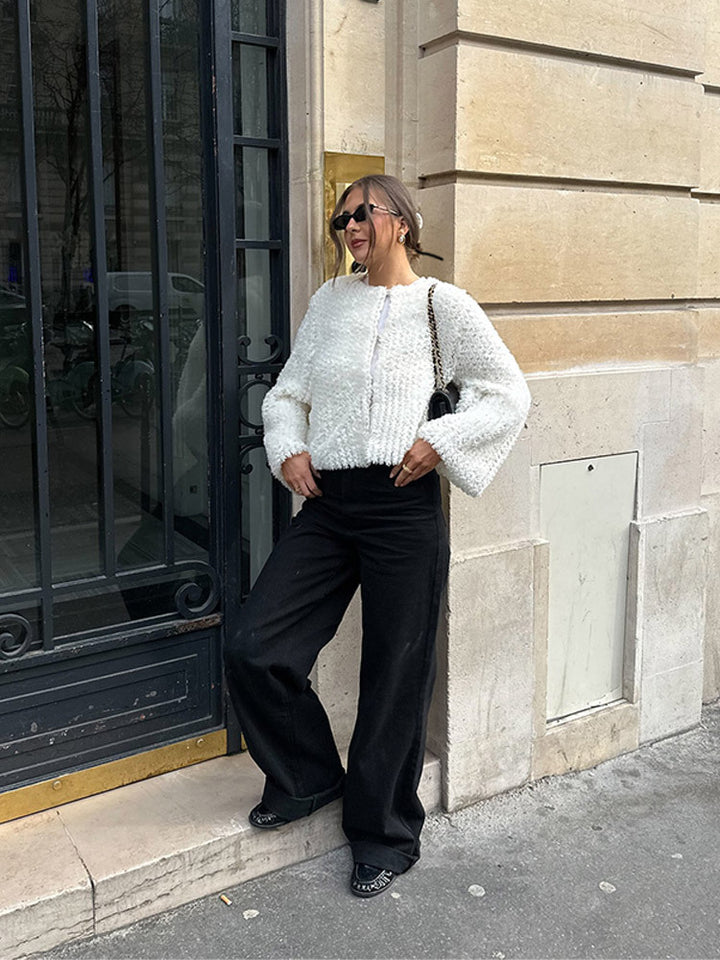 Damen kuschelige Teddyjacke mit weiten Ärmeln und stylischem Schnitt Drune