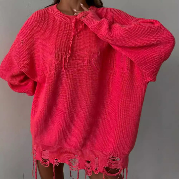 Damen Oversized Strickpullover im modernen Used-Look Drune
