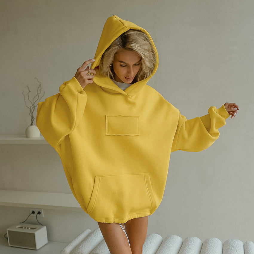 Damen Oversized Hoodie mit Kängurutasche und Kapuze Drune