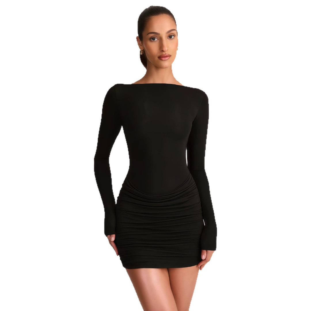 Damen Figurumspielendes Minikleid mit schulterfreiem Design und eleganter Drapierung Drune
