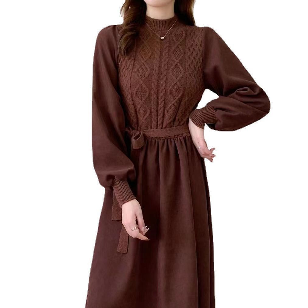 Damen Strickkleid mit voluminösen Ärmeln und strukturierter Oberseite Drune