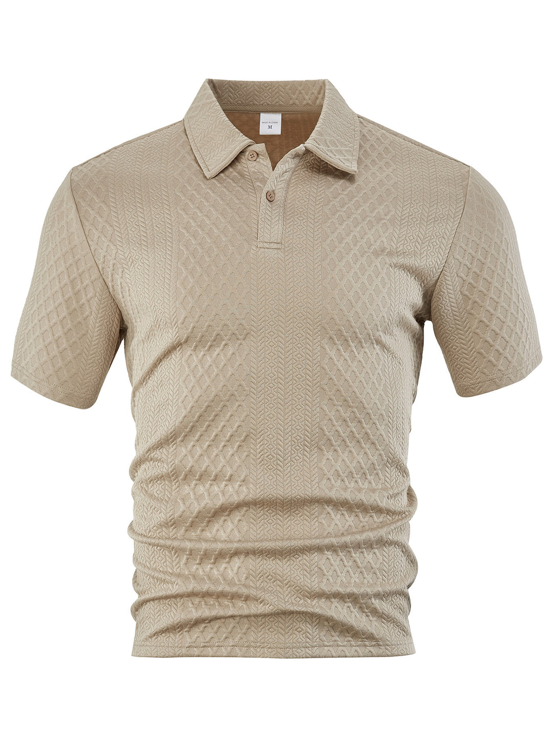 Herren nan texturiertes Jacquard-Poloshirt kurzärmelig schmaler Schnitt mit Polokragen Drune