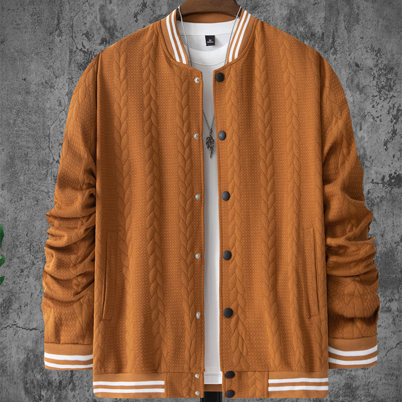 Herren stylische Bomberjacke mit strukturiertem Strickmuster und sportlichen Akzenten Drune